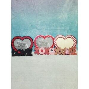 3 Mixed Lot Y2K LOVE XOXO YOU & ME 4 Inch x 6 Inch Glitter Photo Frames